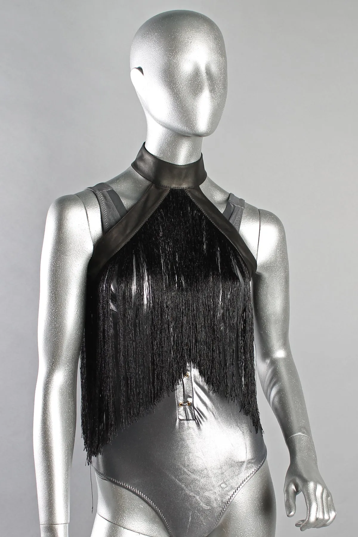 Five and Diamond Fringe Halter - leather