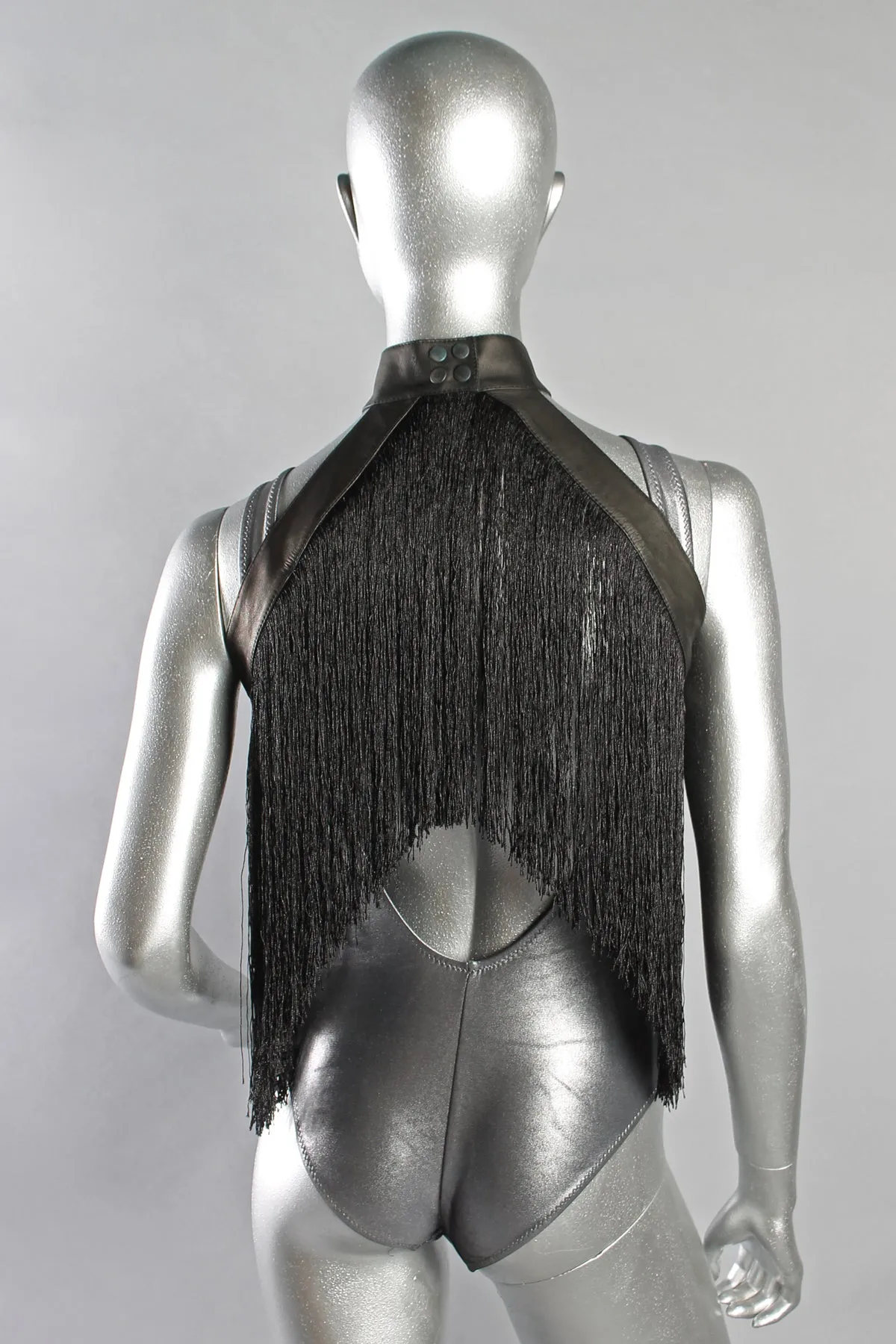 Five and Diamond Fringe Halter - leather