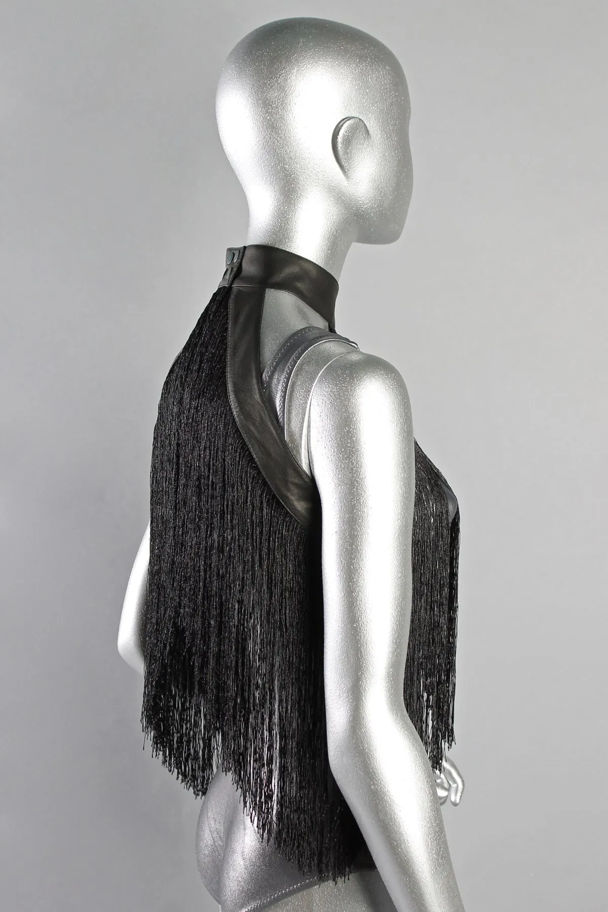 Five and Diamond Fringe Halter - leather