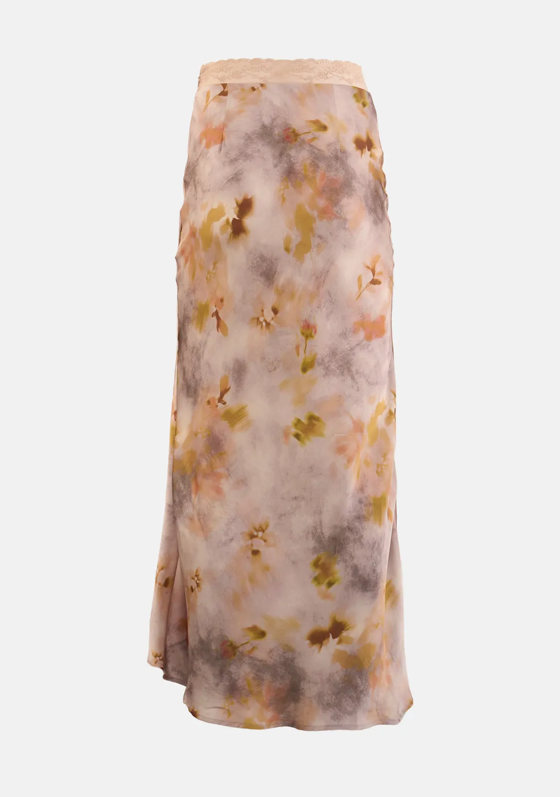 Floral Printed Satin Maxi Skirt