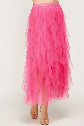 Fuchsia Cascading Frill Tulle Skirt