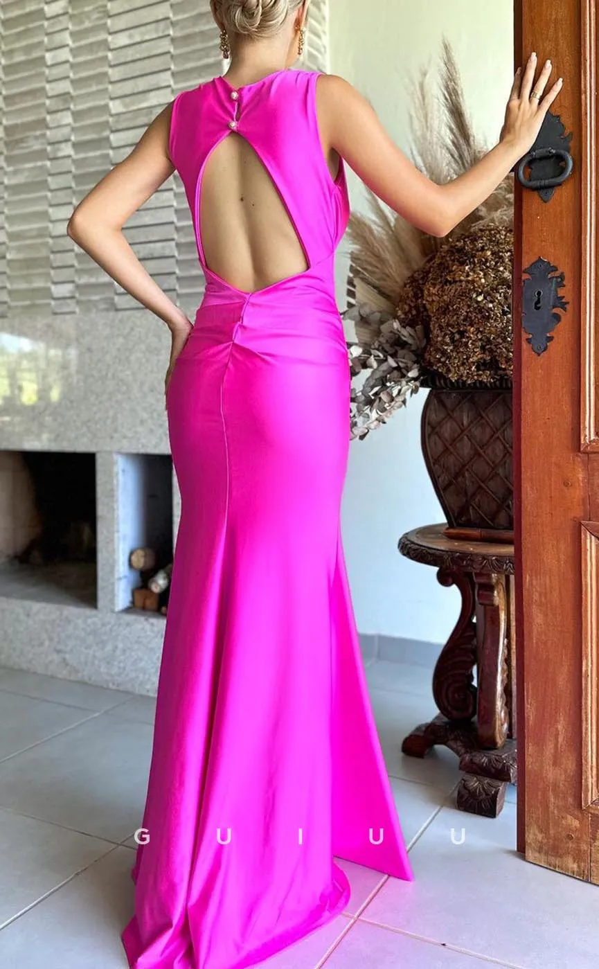 G3636 - Sexy & Hot Trumpet V-Neck Straps Draped Floor-Length Party Gown Prom Dress