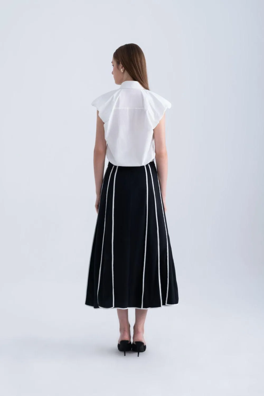 Ginnie A-line Pleated Silk Midi Skirt