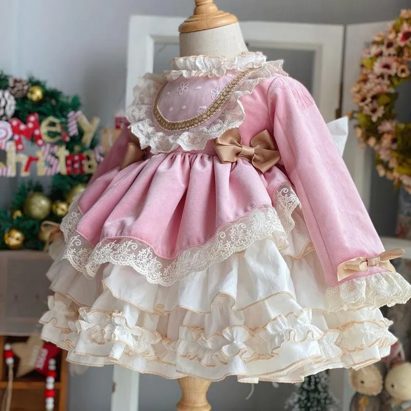 Girls Princess dress Lolita dress Pompadour dress Baby birthday party dress 4colors