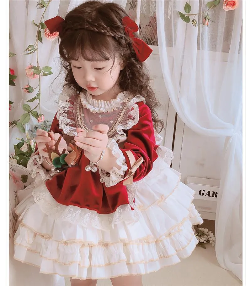 Girls Princess dress Lolita dress Pompadour dress Baby birthday party dress 4colors