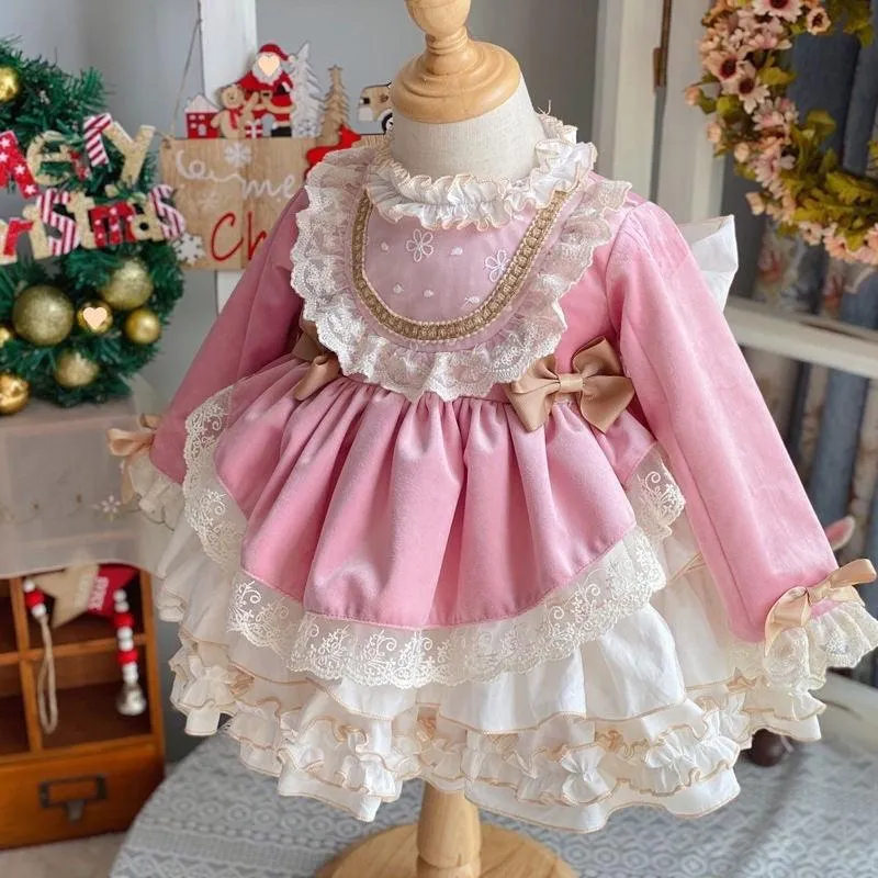 Girls Princess dress Lolita dress Pompadour dress Baby birthday party dress 4colors