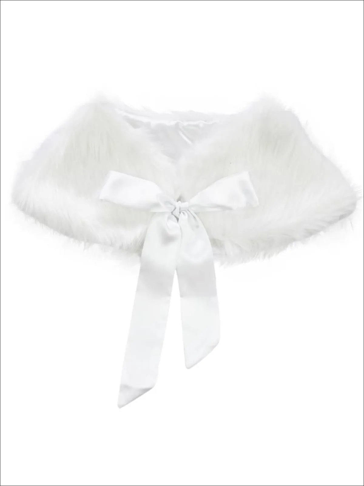 Girls White Faux Fur Princess Cloak/Bolero