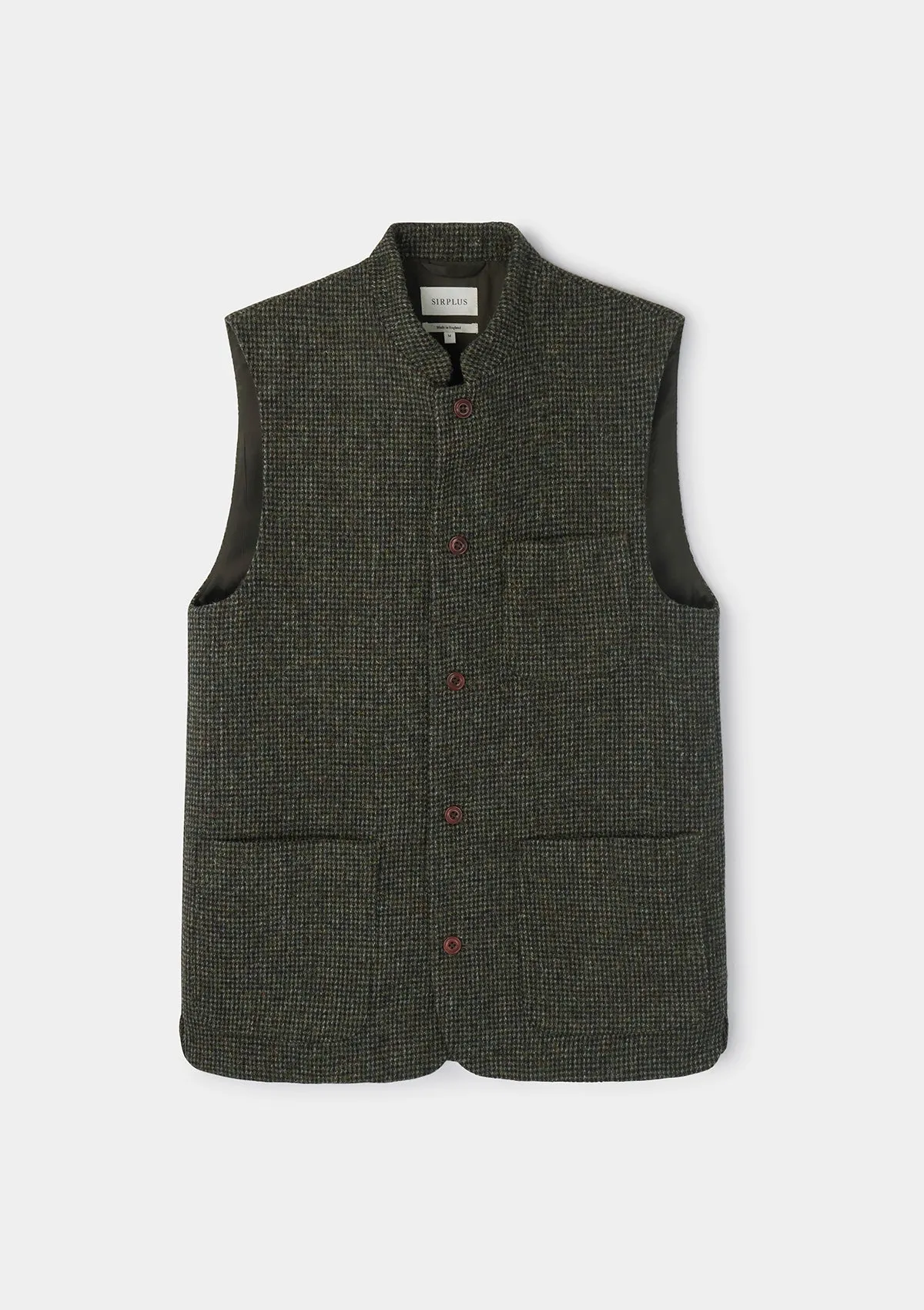 Green Harris Tweed Nehru-Style Waistcoat