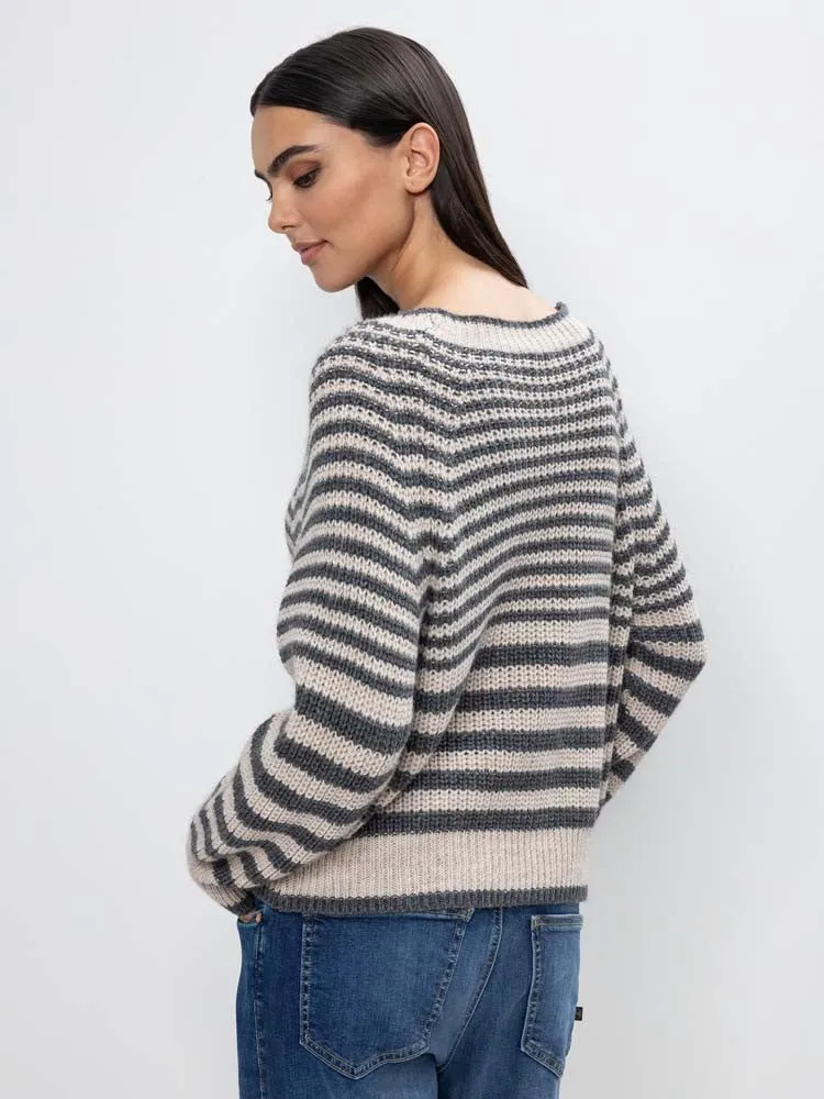 H Grey Stripe Sweater