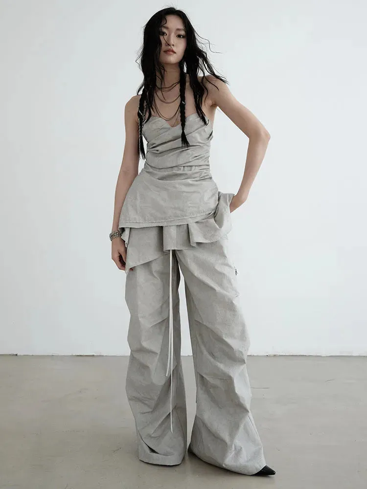 Hantuki Drawstring Layered Pants