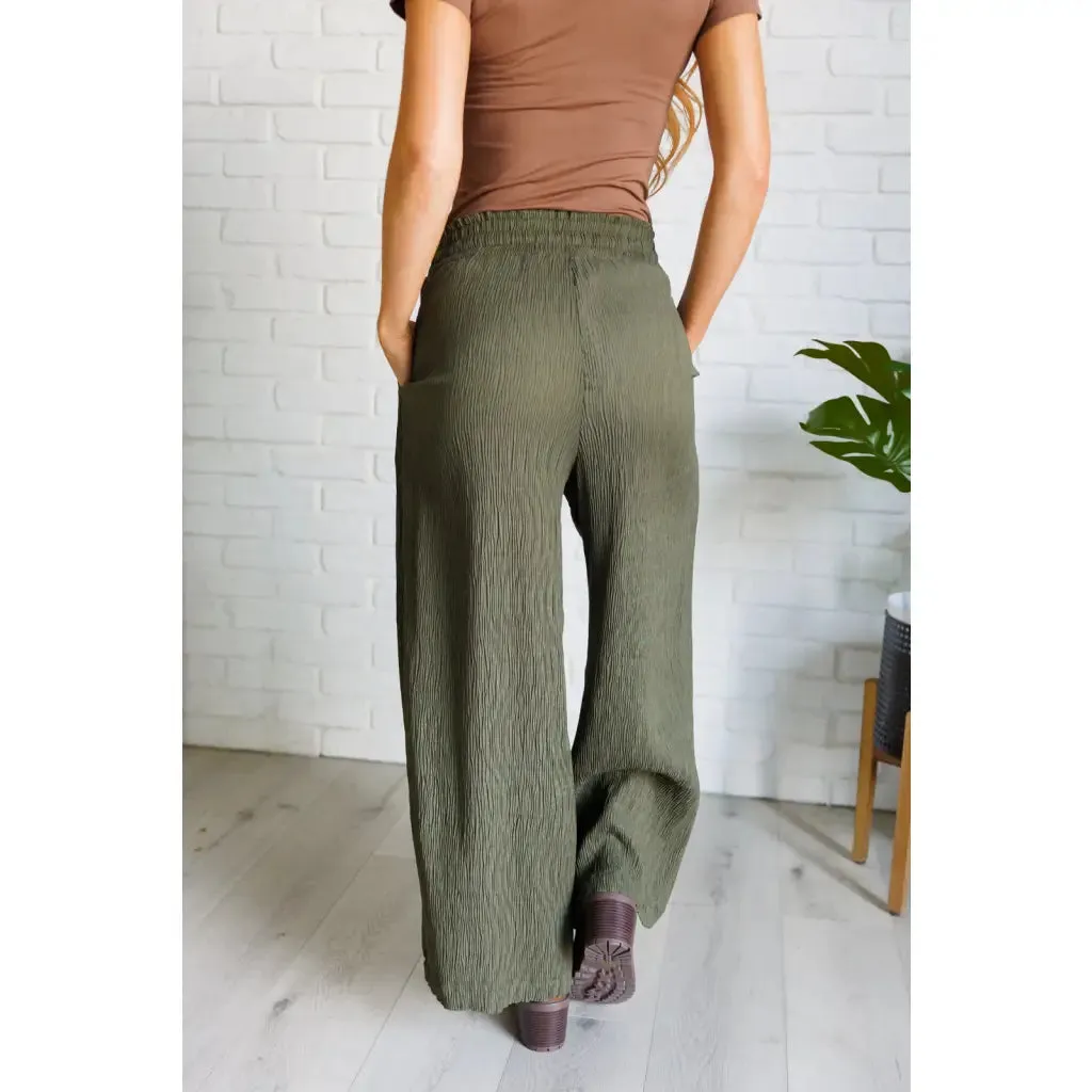 Harmony High Rise Wide Pants in Olive