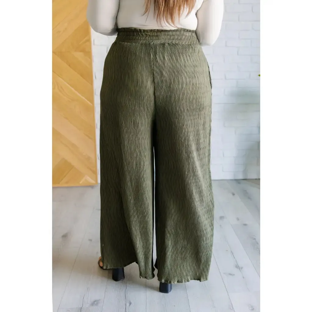 Harmony High Rise Wide Pants in Olive