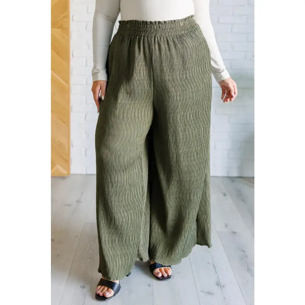 Harmony High Rise Wide Pants in Olive