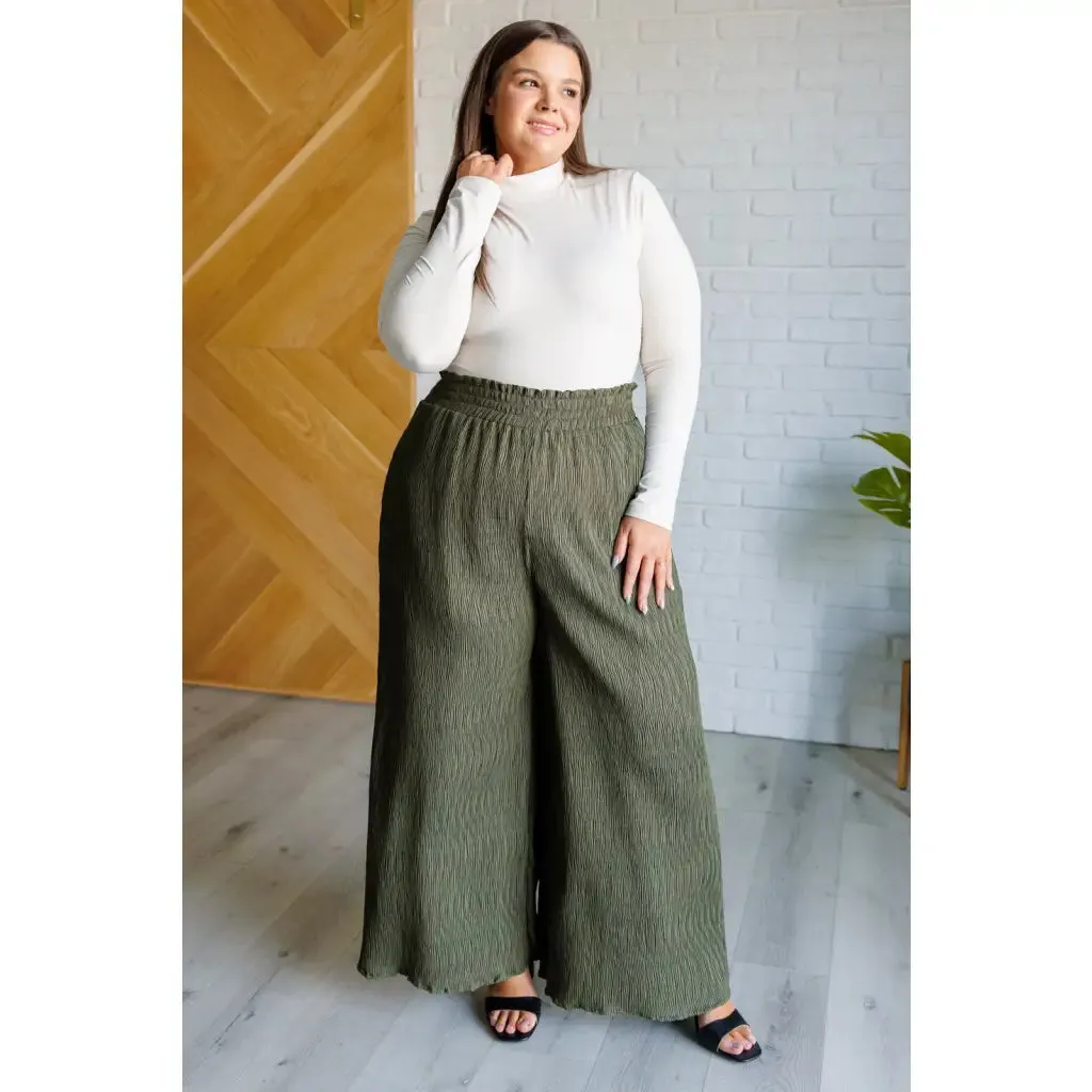 Harmony High Rise Wide Pants in Olive