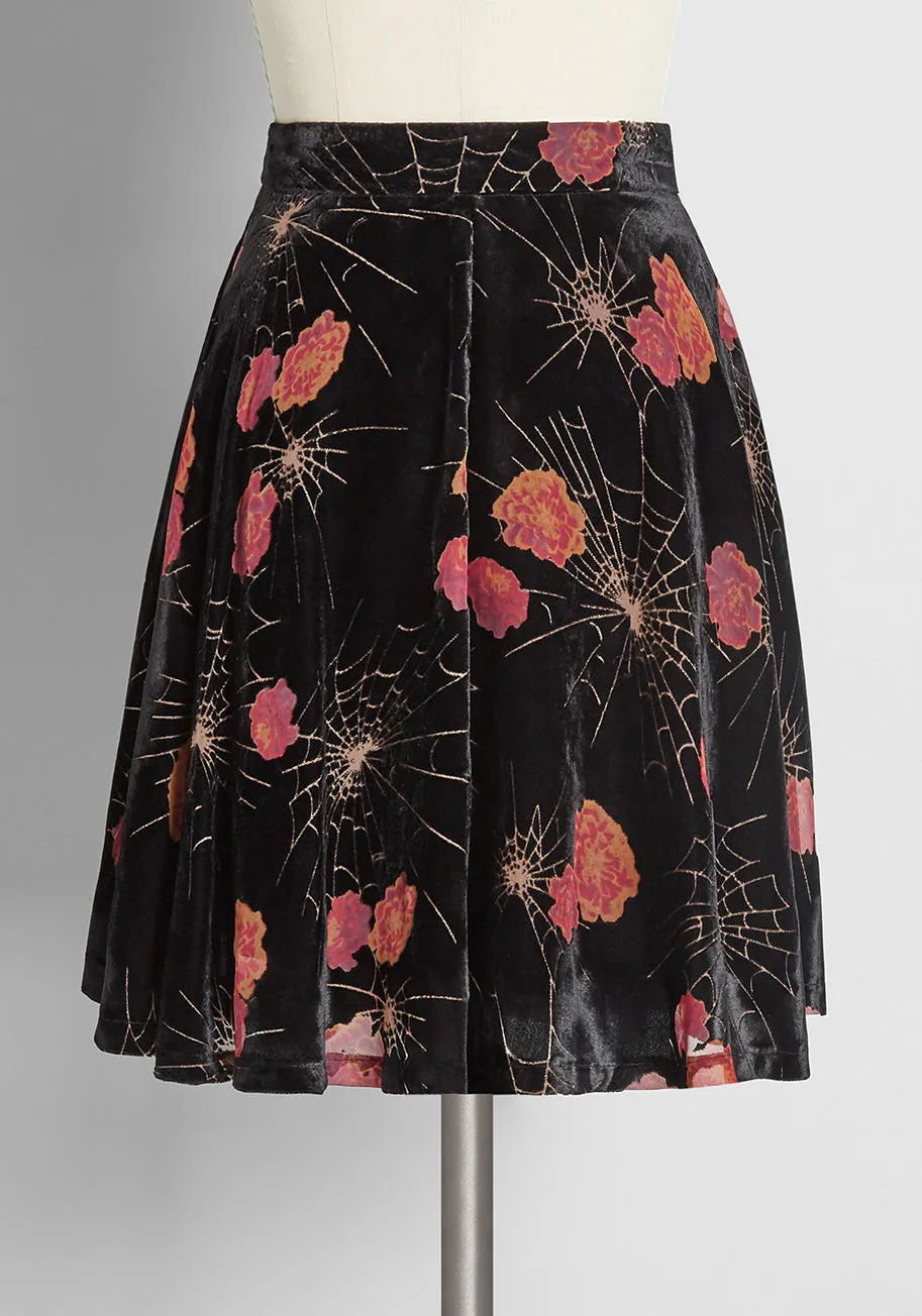 Just This Sway Velvet A-Line Skirt