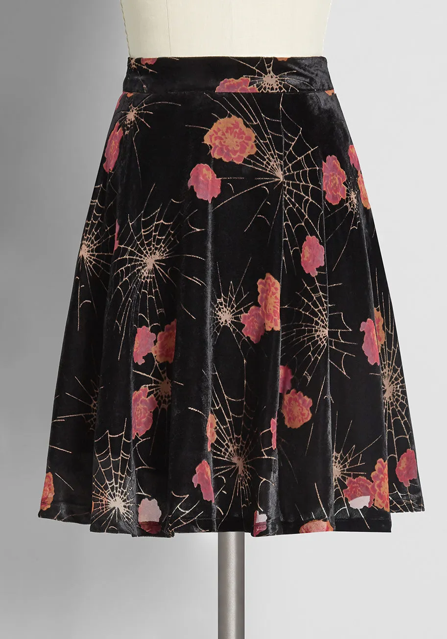 Just This Sway Velvet A-Line Skirt