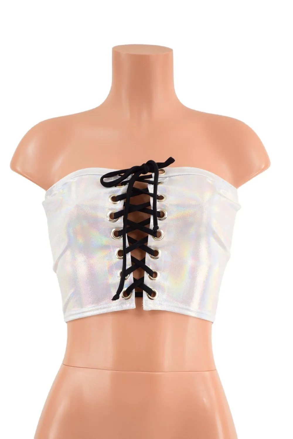 Lace Up Strapless Top in Flashbulb