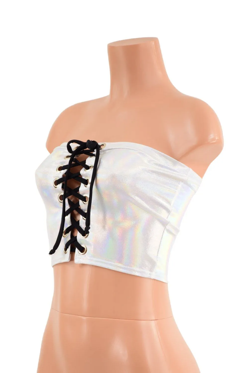 Lace Up Strapless Top in Flashbulb