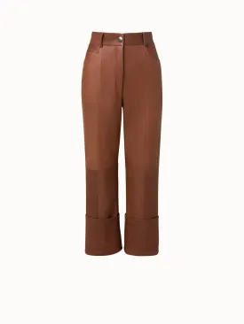 Lamb Nappa Leather High Waist Wide Leg Pants