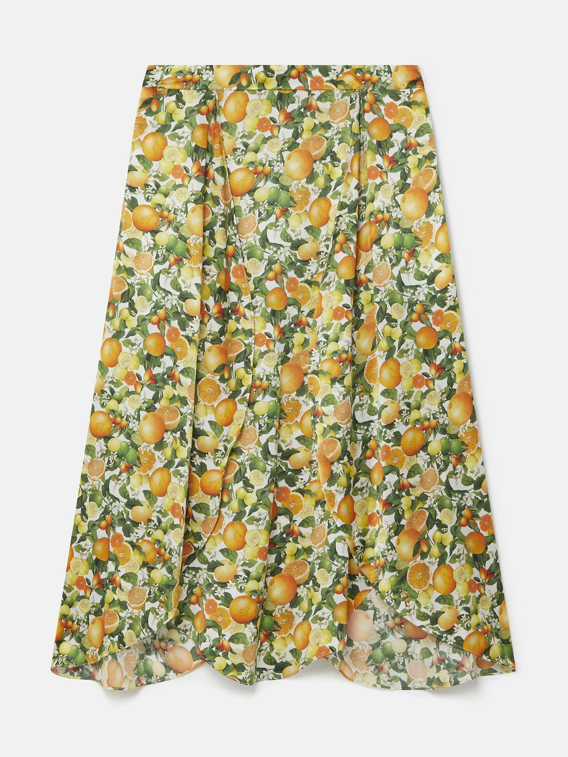 Lemon print split hem skirt