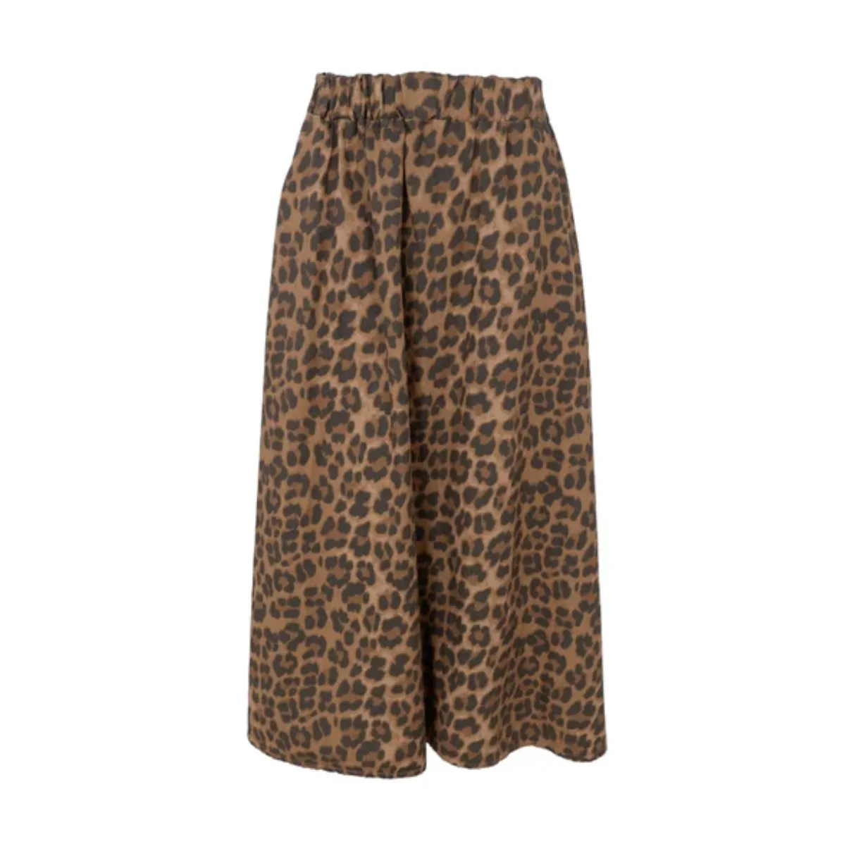 Leopard Print A Line Skirt Camel