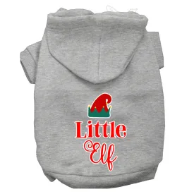 Little Elf Screen Print Dog Hoodie Grey Xxl