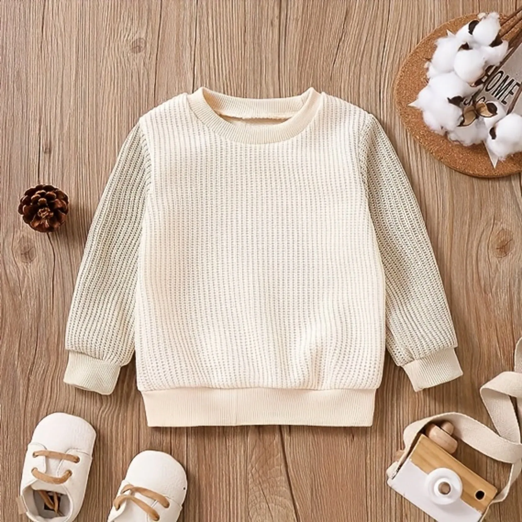 Lnfant And Toddler knitted Contrast Color Long-Sleeved Sweatshirt