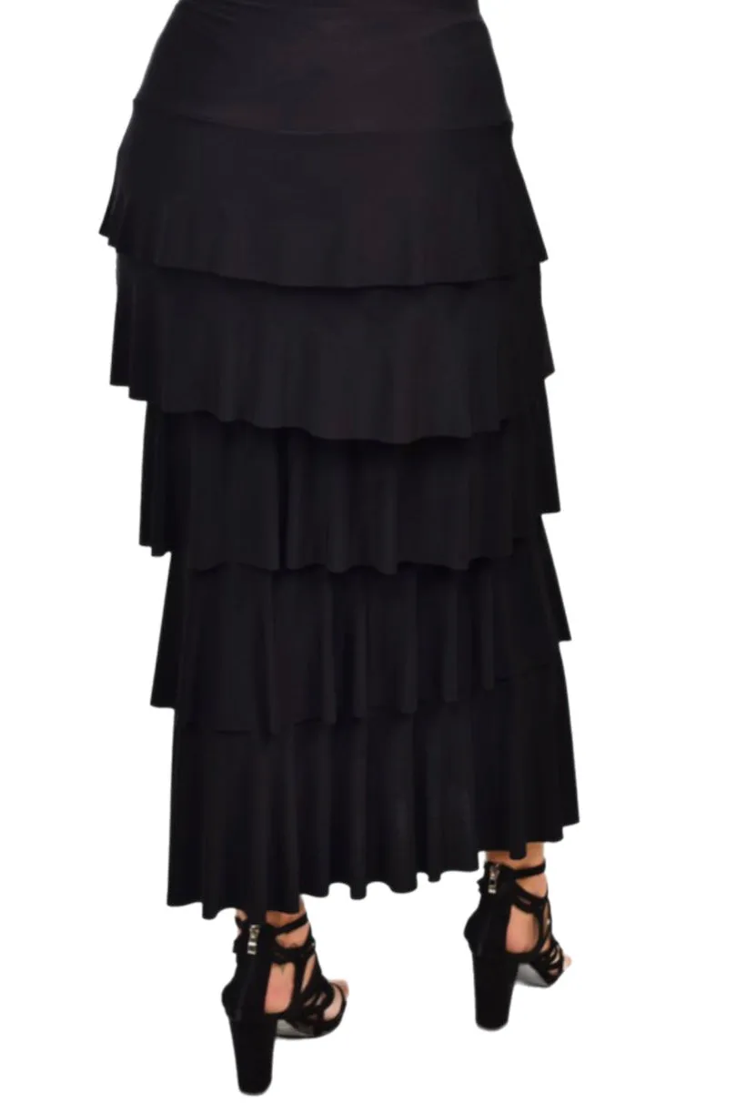 Long Ruffle Skirt Style 194 in Navy, Burgundy or Black