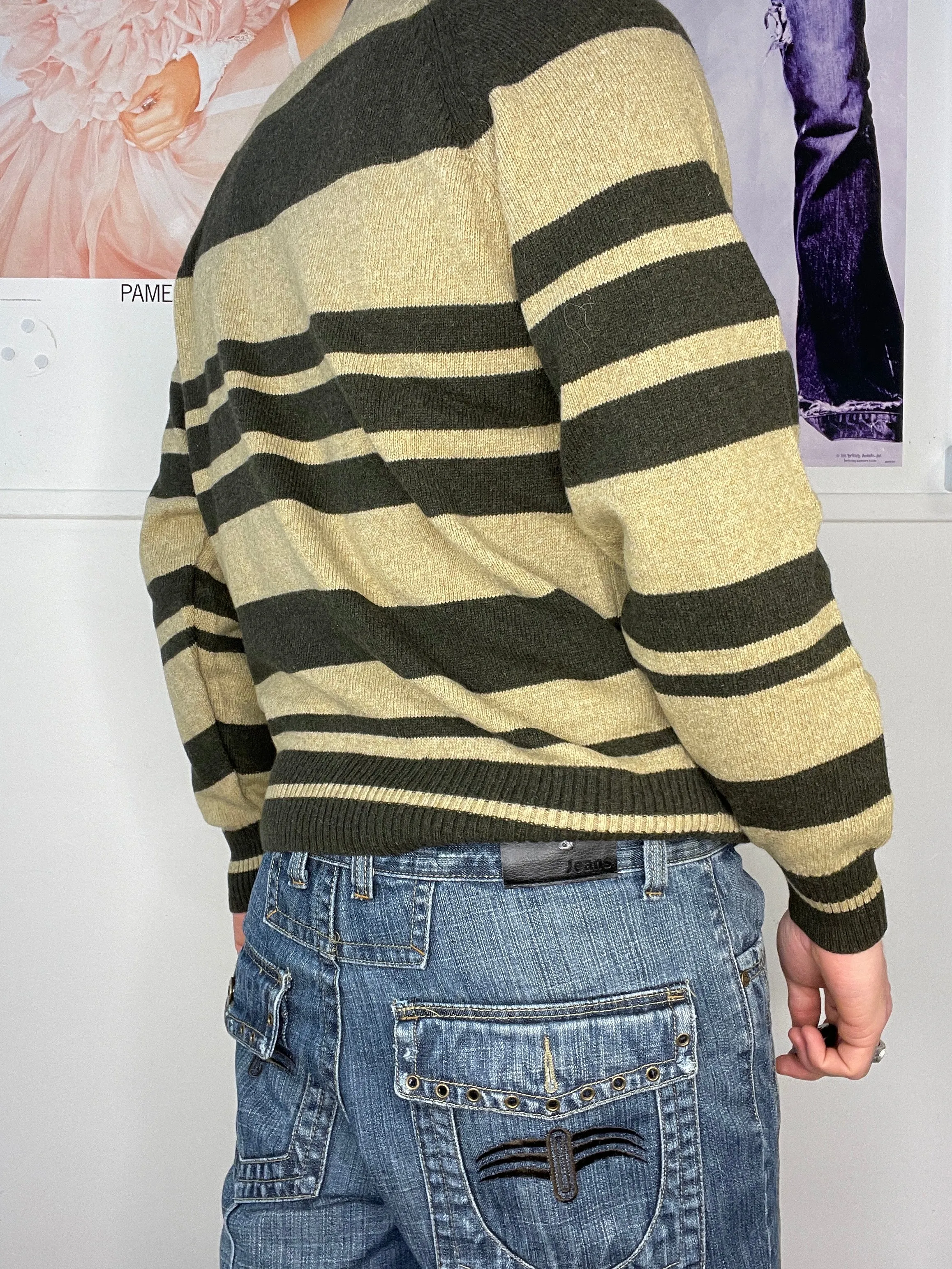 loose fit cozy striped knitwear jumper