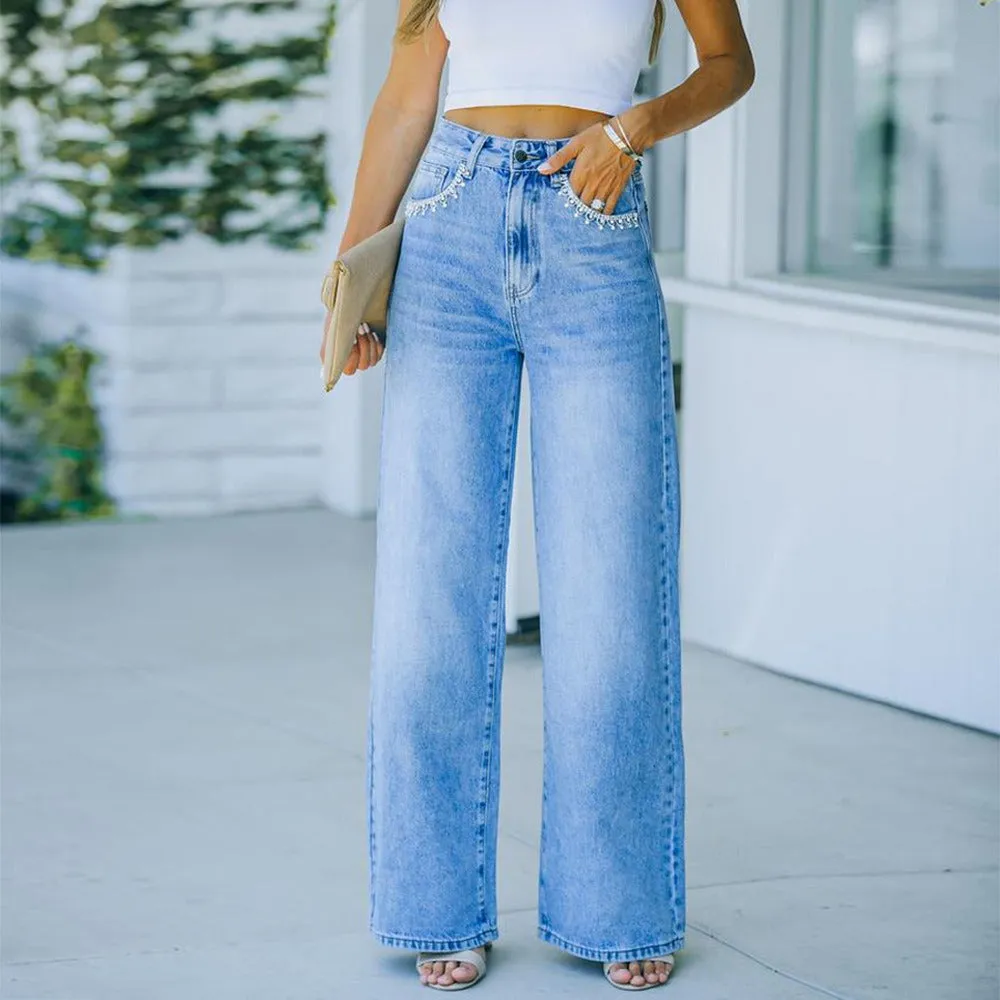 Loose Washed High Waist Wide Leg Denim Jeans