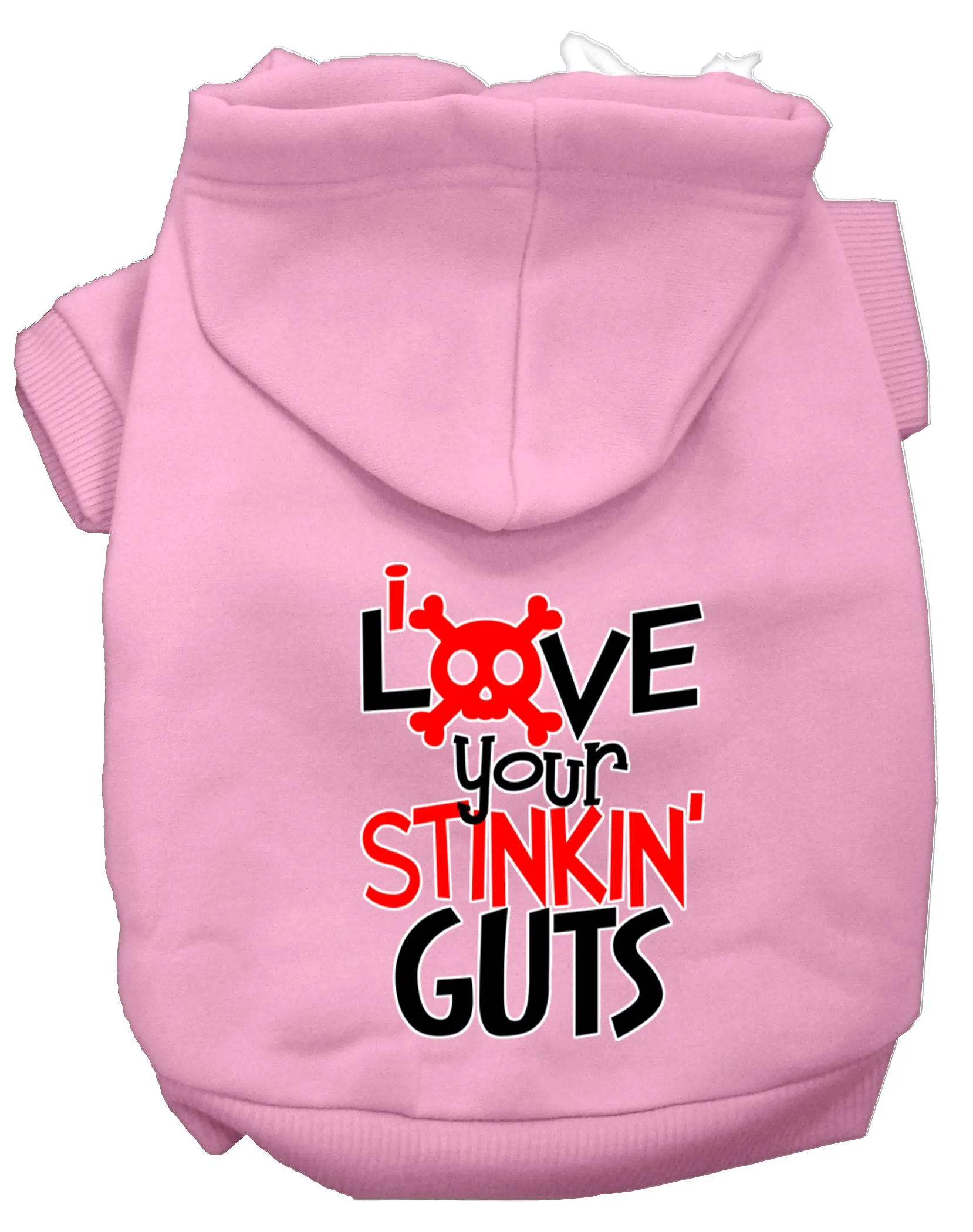 Love Your Stinkin Guts Screen Print Dog Hoodie Light Pink Xl