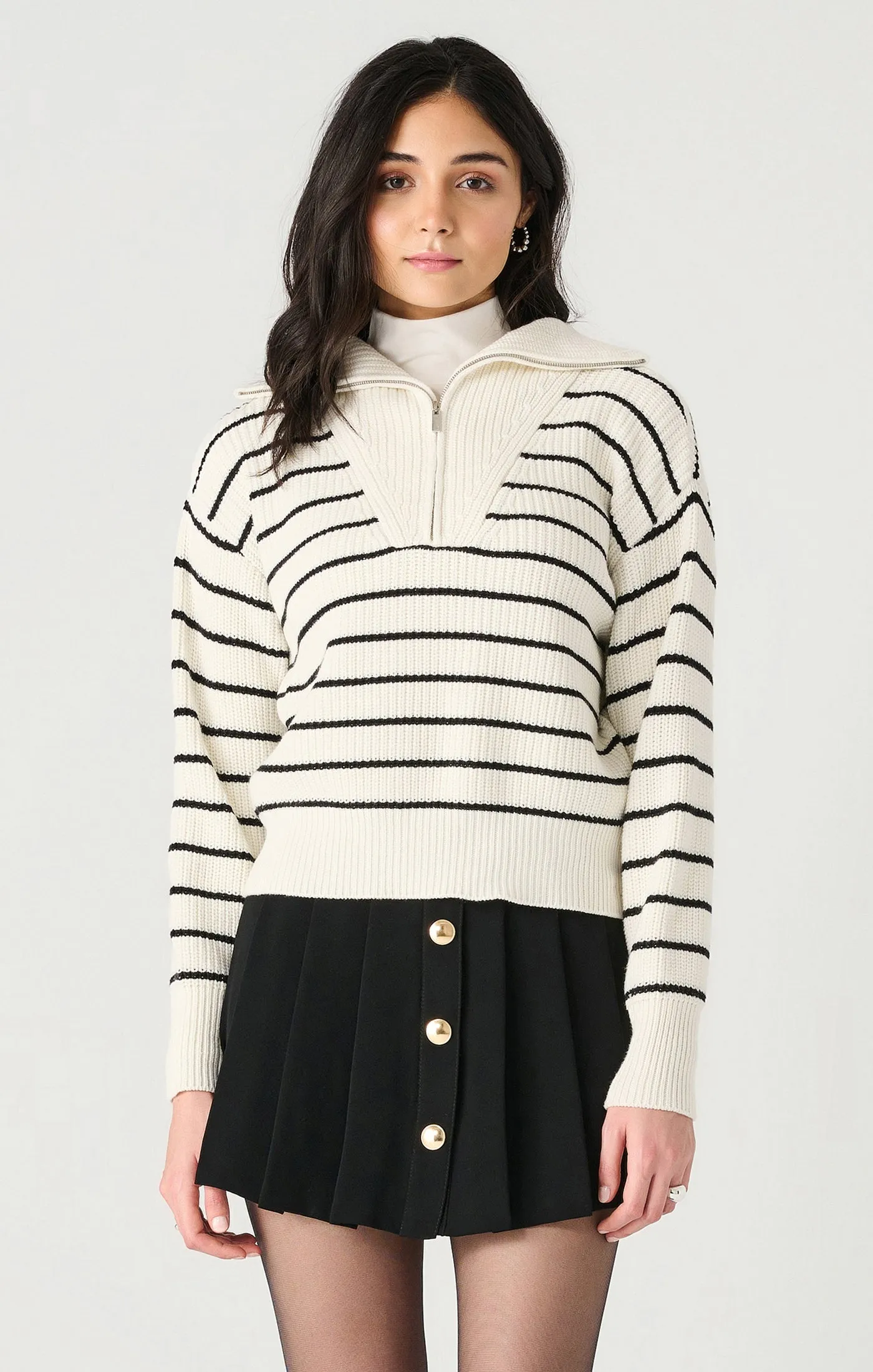 Ls Half Zip Textured Sweater