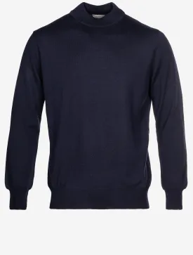 Merino Wool Mock Neck Navy