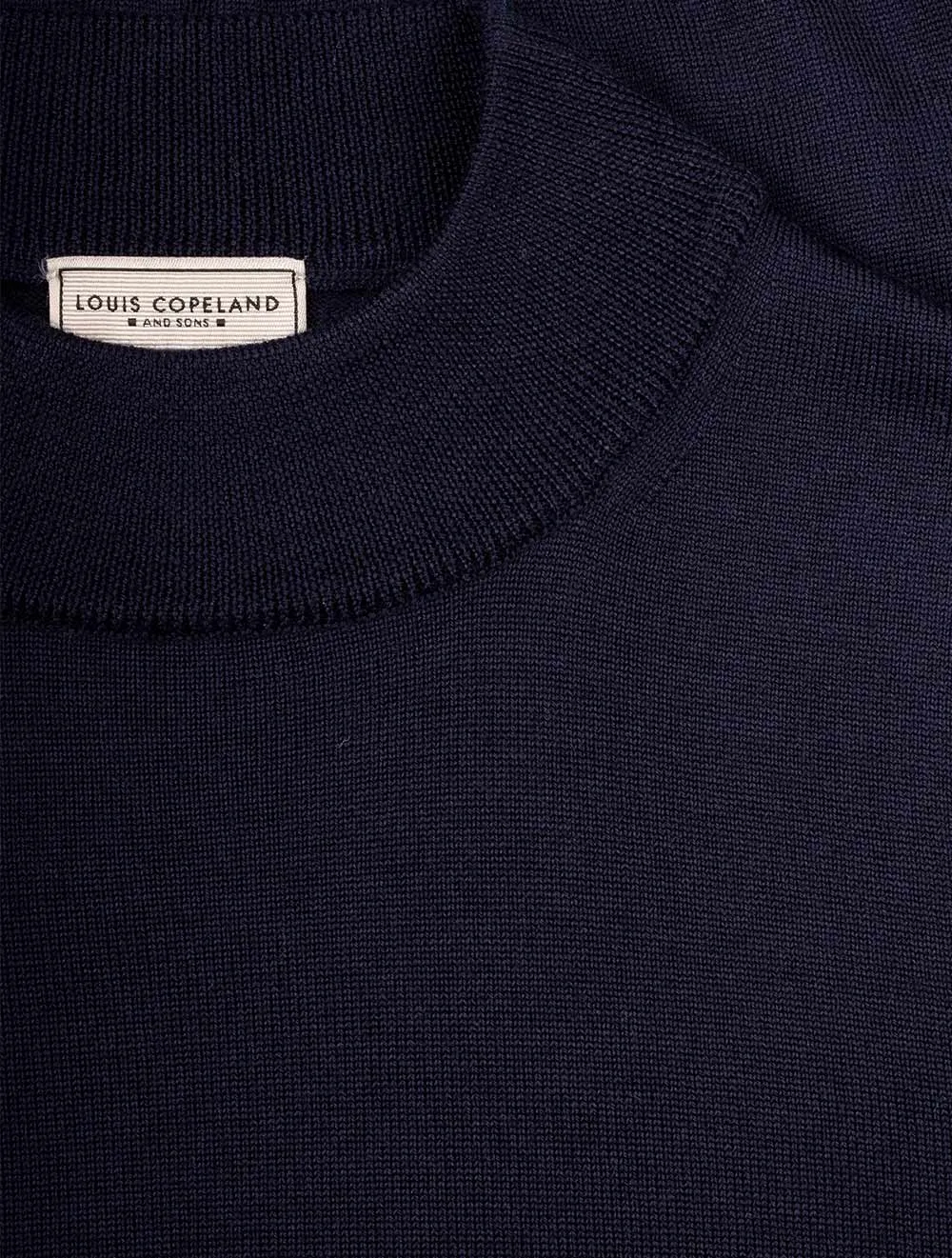 Merino Wool Mock Neck Navy