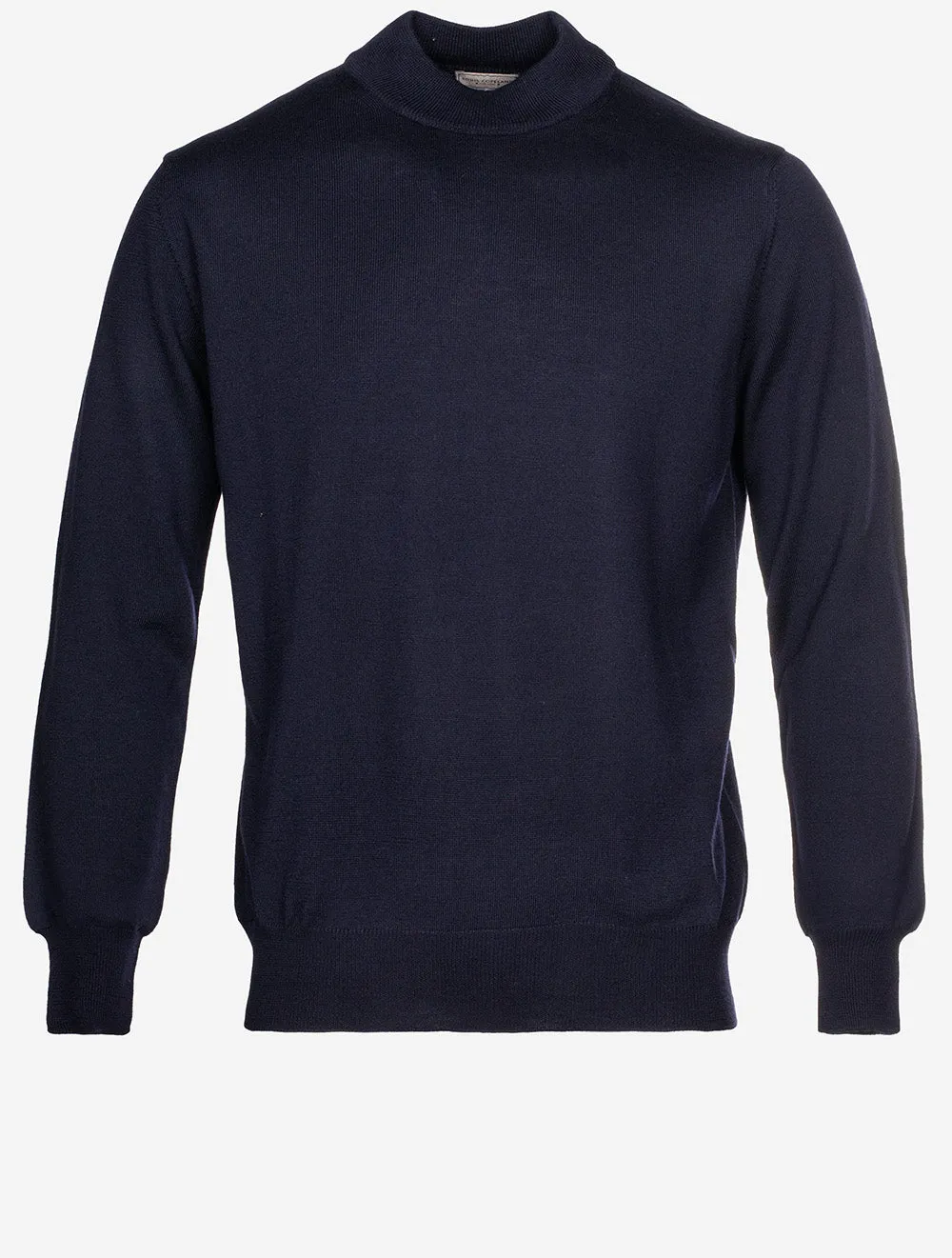 Merino Wool Mock Neck Navy