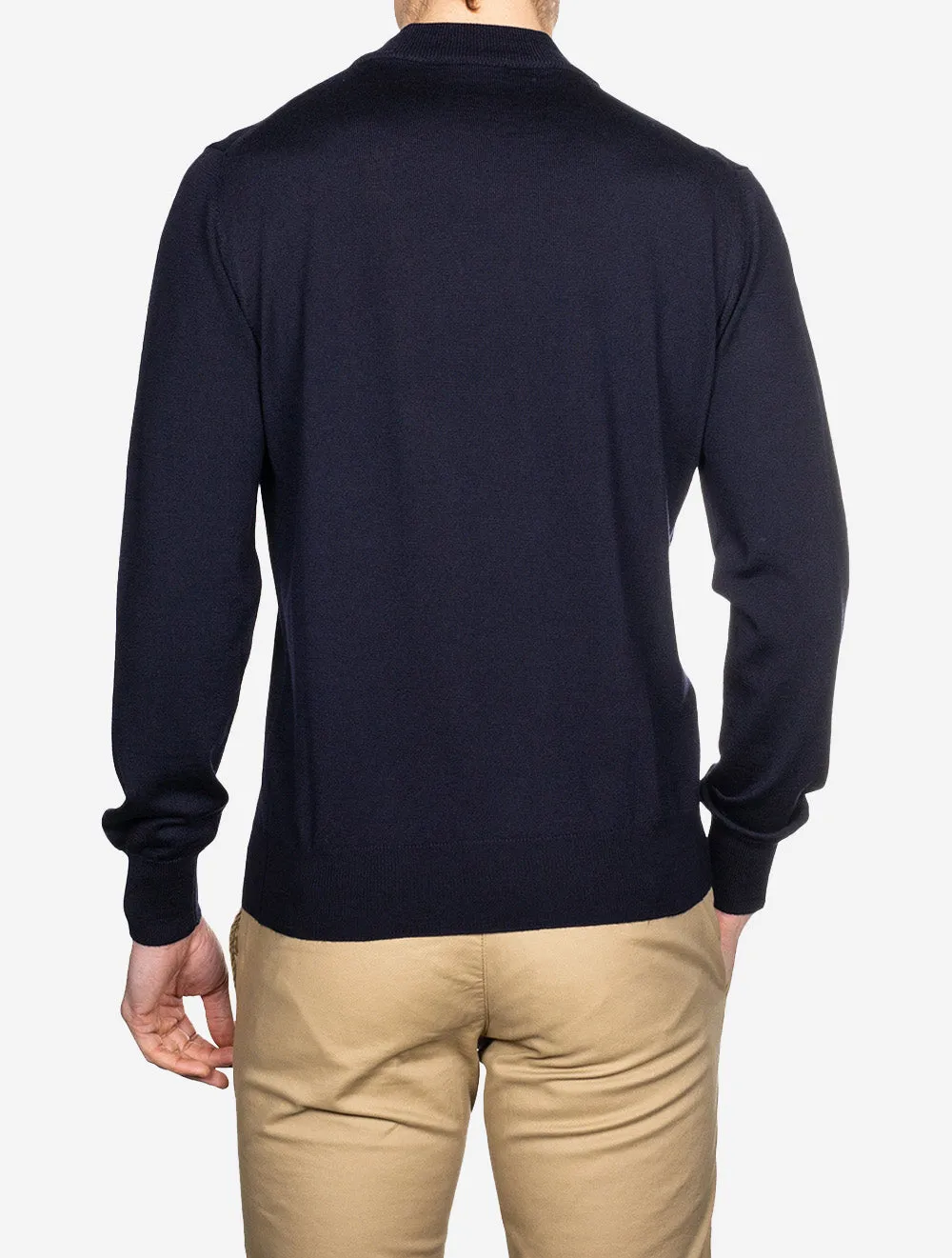 Merino Wool Mock Neck Navy