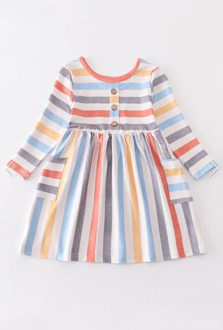 Multi Stripe Long Sleeve Dress