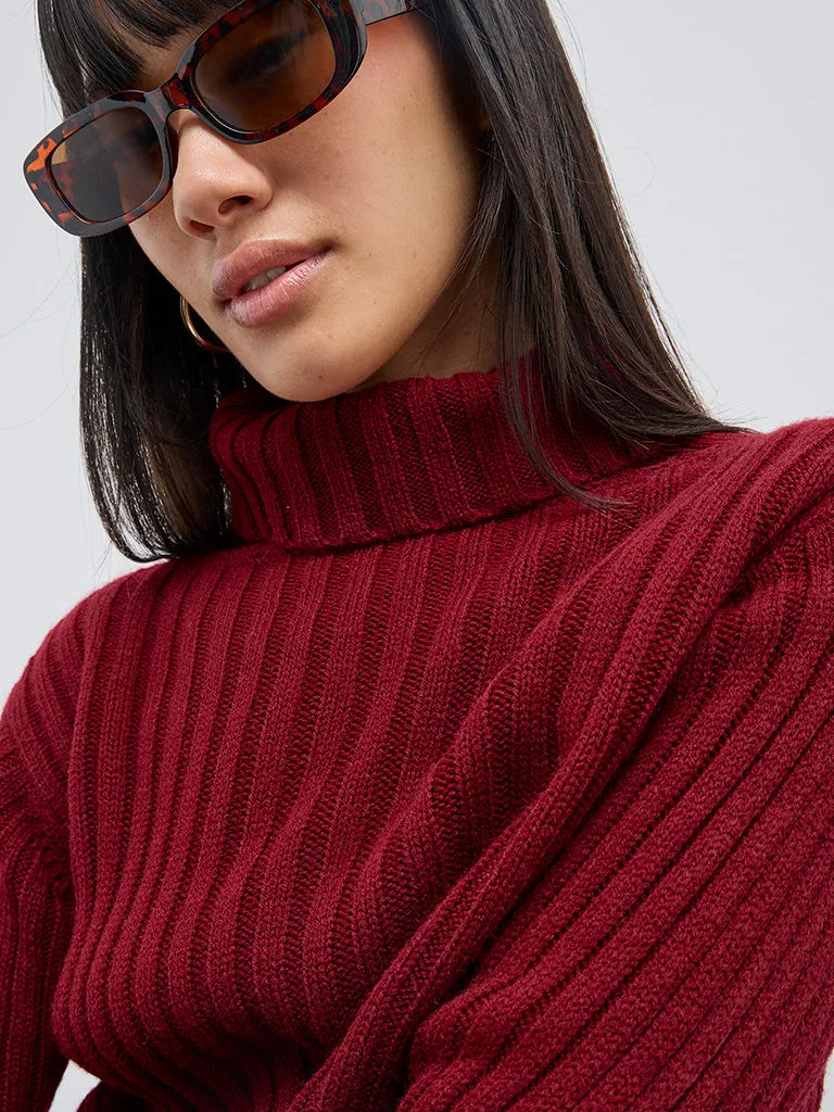 Nuon Burgundy Knitted Sweater