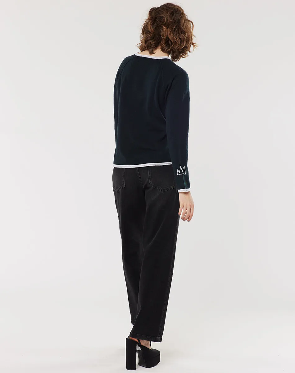 Paulina Crow Neck Knitted Black Sweater