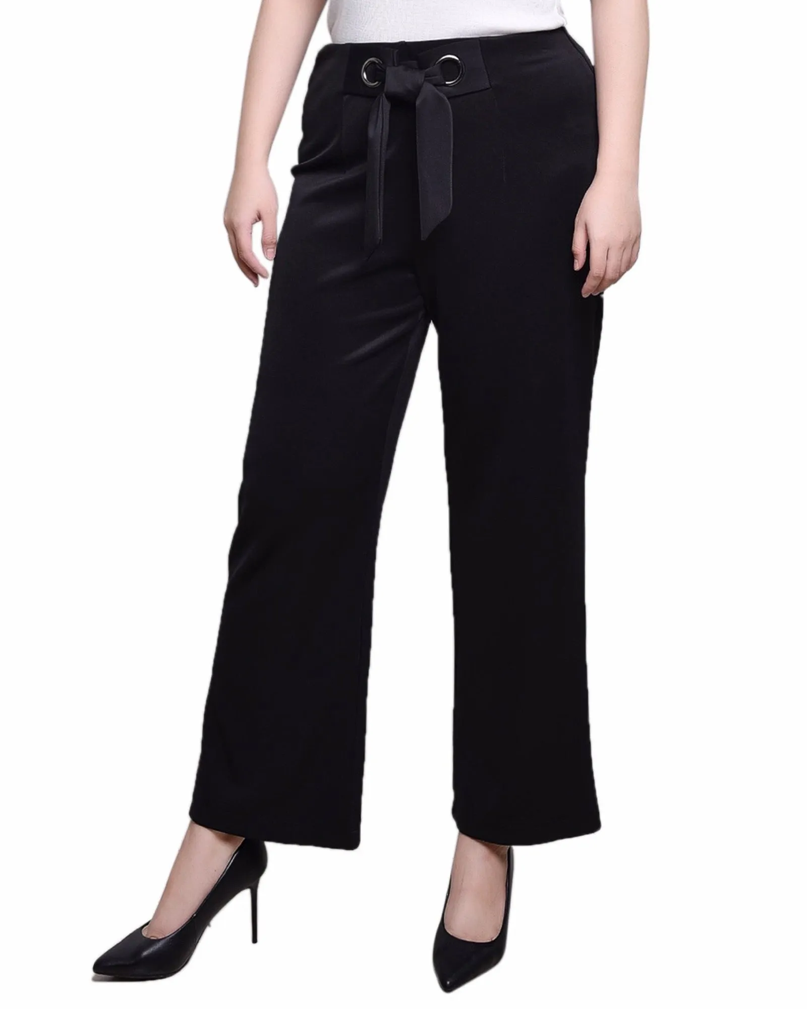 Petite Wide Leg Grommet Pants