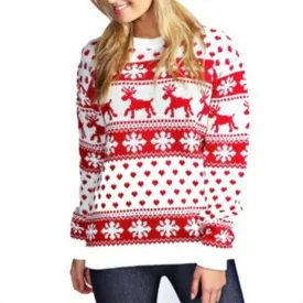 Pullover knitted reindeer Christmas Xmas fashion sweater