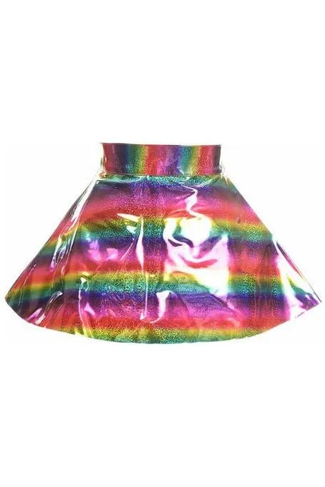 Rainbow Glitter PVC Skater Skirt