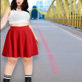 Retro Red Wavy A-line Mini Skirt