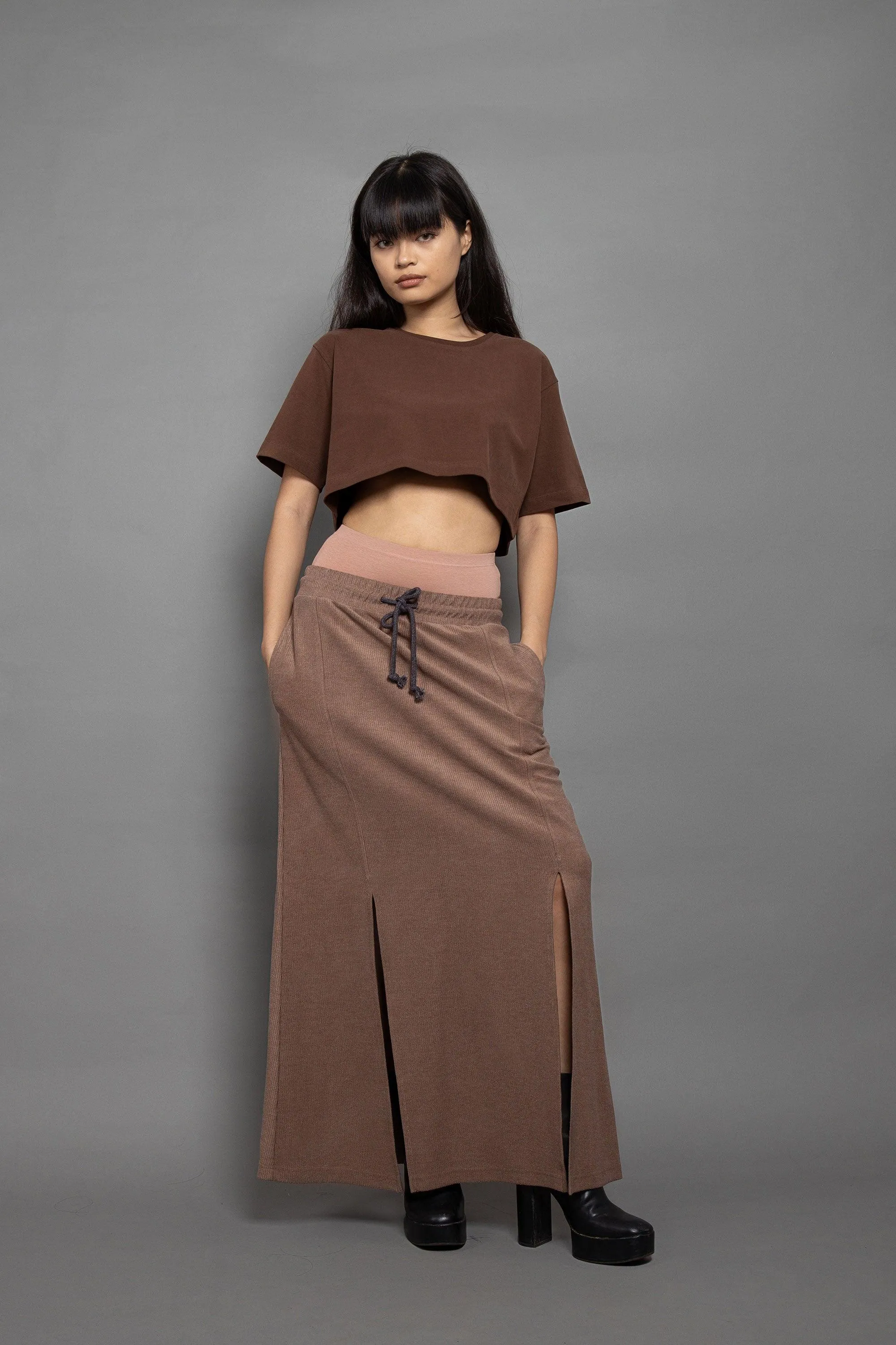 Reverse French Terry Long Skirt