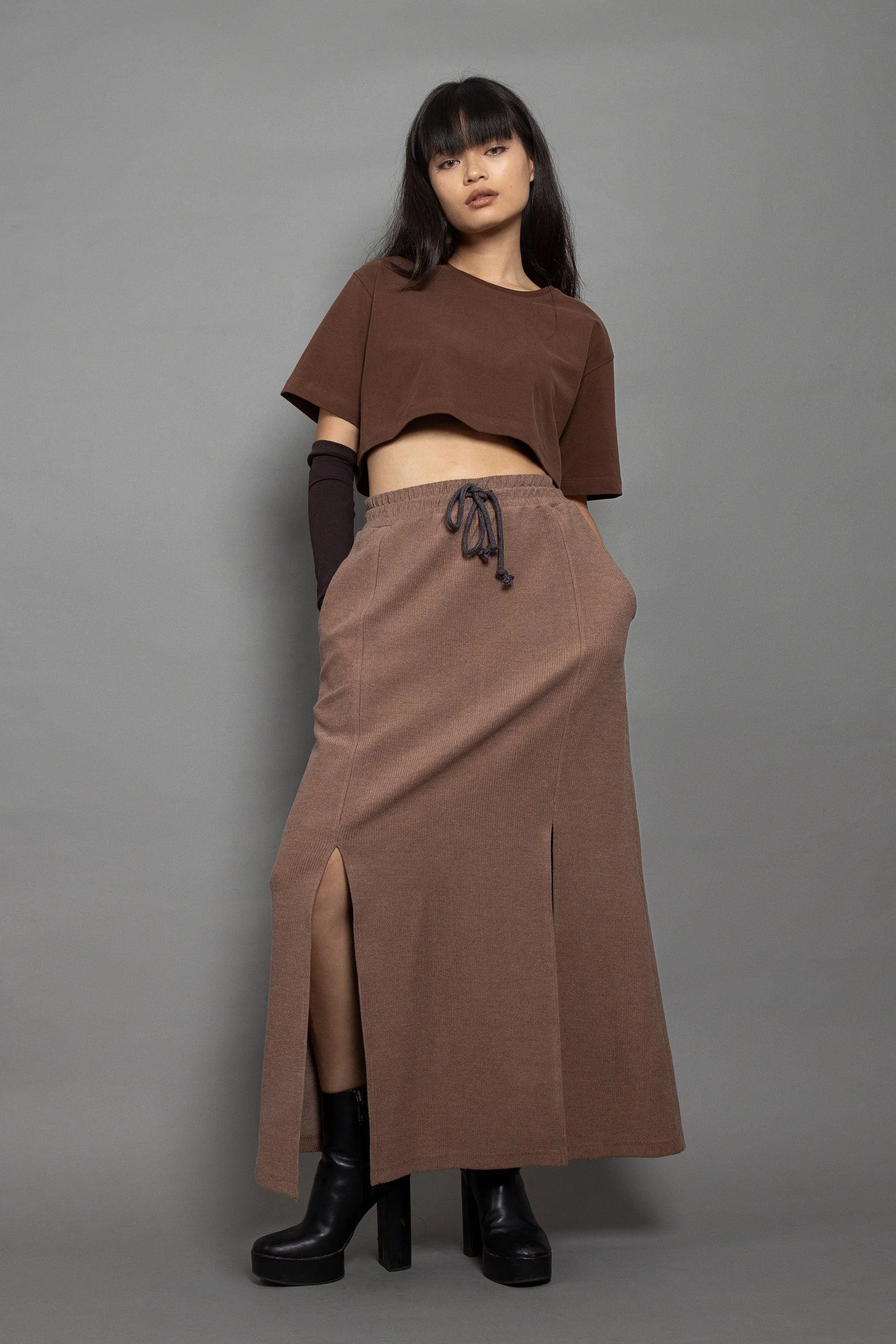 Reverse French Terry Long Skirt