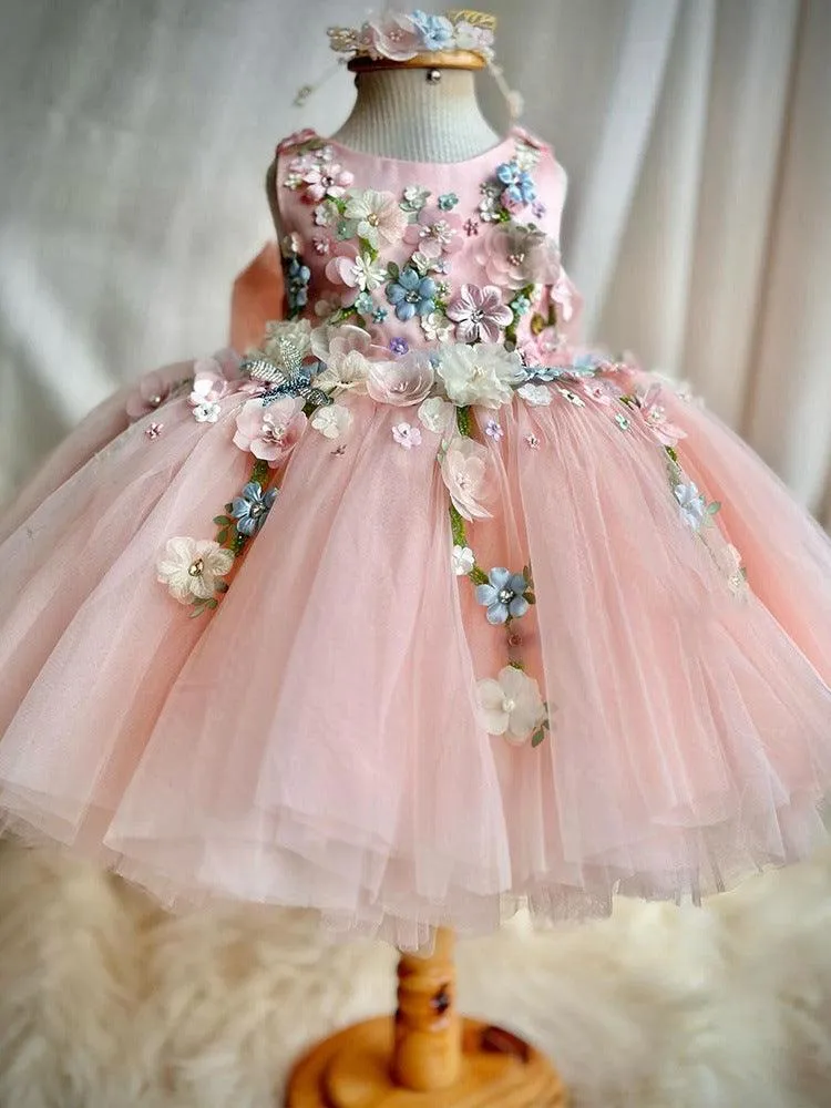 Romantic flower princess dress for Wedding Party wear girls Dreamy Floral Princess Dress