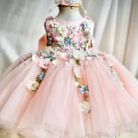 Romantic flower princess dress for Wedding Party wear girls Dreamy Floral Princess Dress