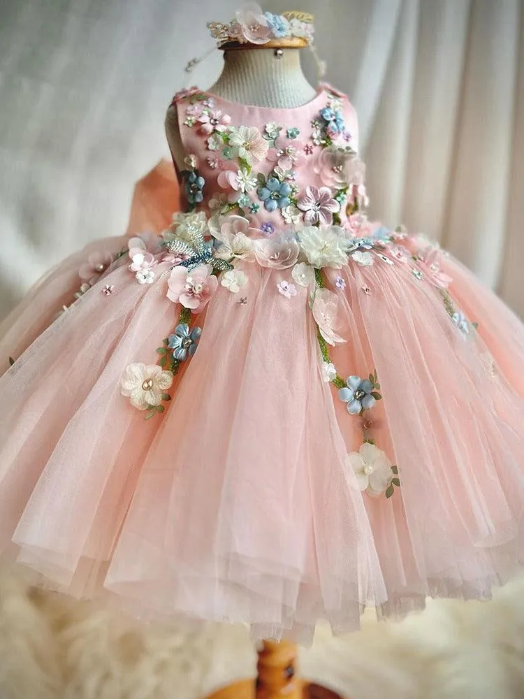 Romantic flower princess dress for Wedding Party wear girls Dreamy Floral Princess Dress