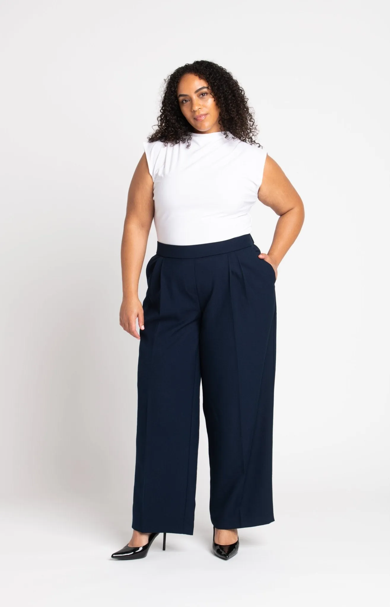 Roz & Ali Pleated Wide Leg Trouser Pants - Plus