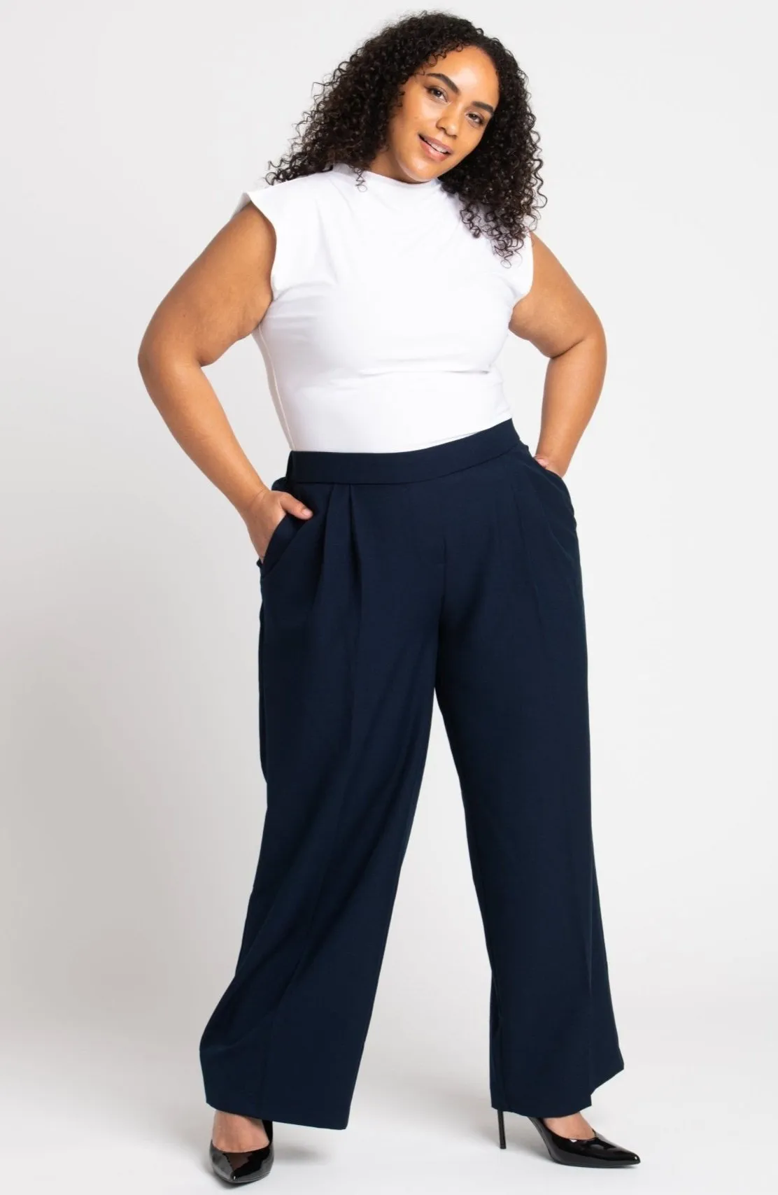 Roz & Ali Pleated Wide Leg Trouser Pants - Plus